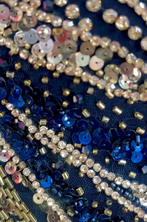 Valencia Couture - Portia and Scarlett navy/gold dress - Women's Clothing Near Me - Houston, Texas