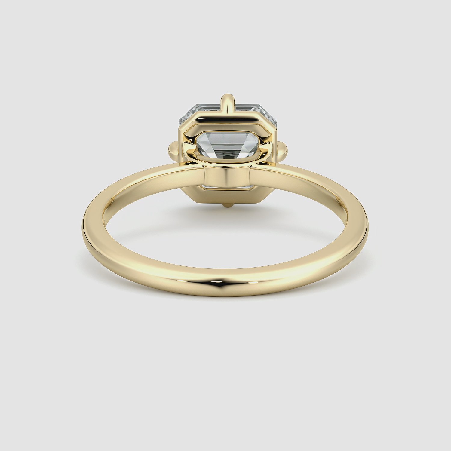 The Compass Solitaire | Asscher | 18k | Yellow Gold | bandAccent: Plain | diamondOrientation: vertical | caratWeight: other