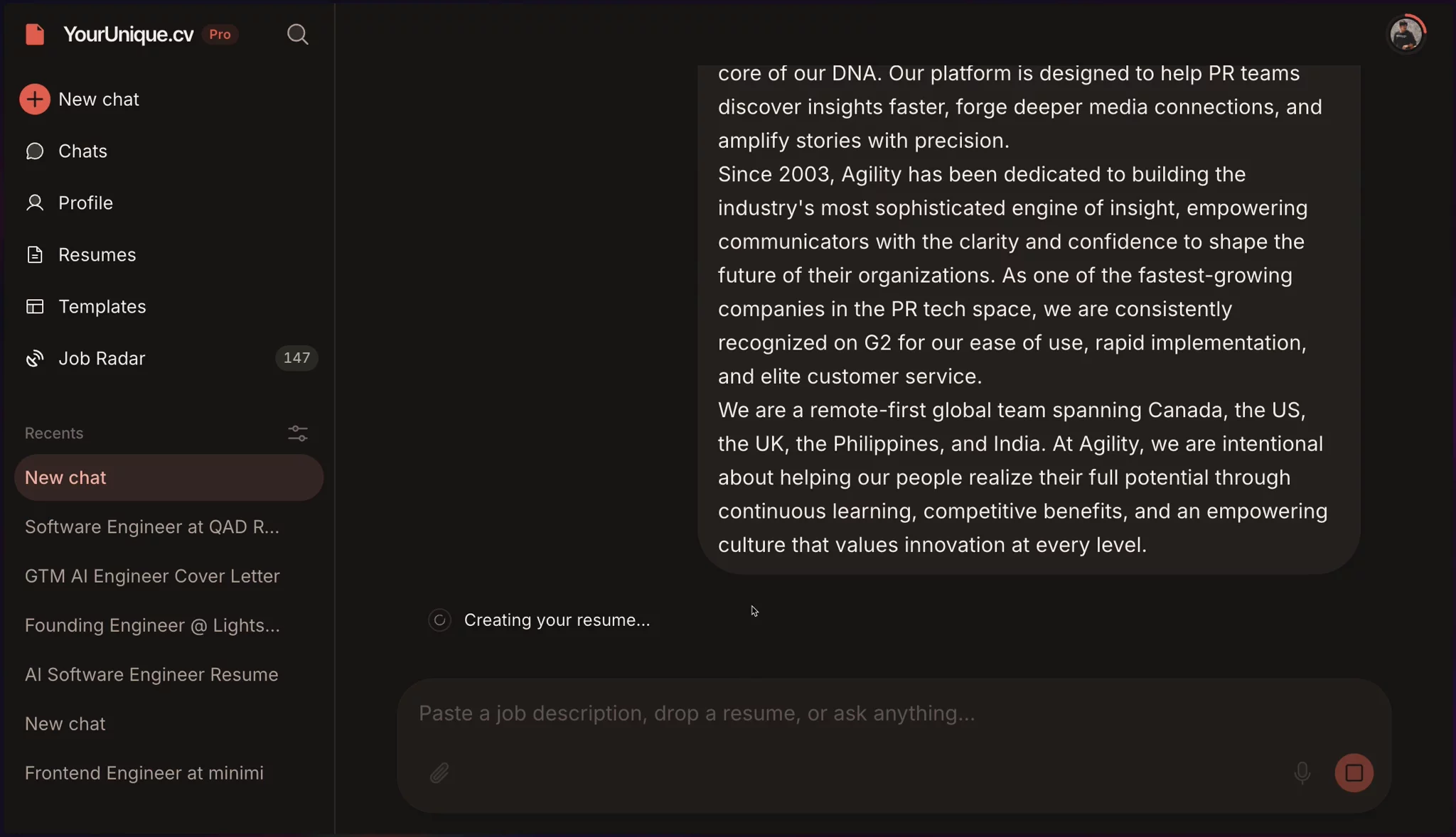 Job Radar | YourUnique.cv image 1