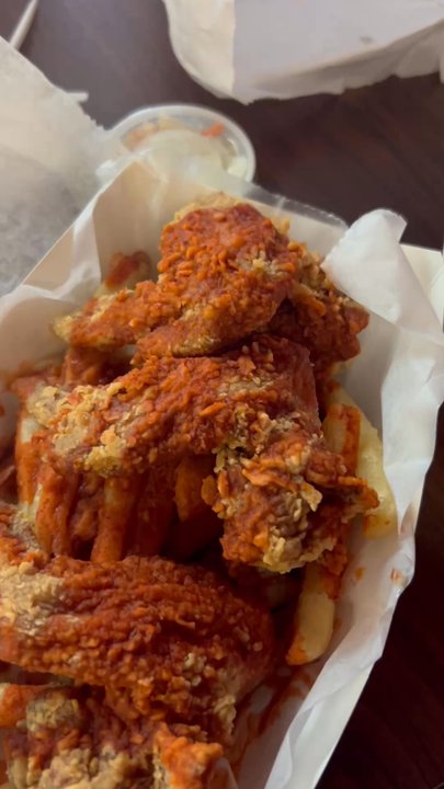 Harold’s Chicken - Both of my meals (chicken wings and gizzards with fries) - Chicken Wings Near Me - Albany, Georgia