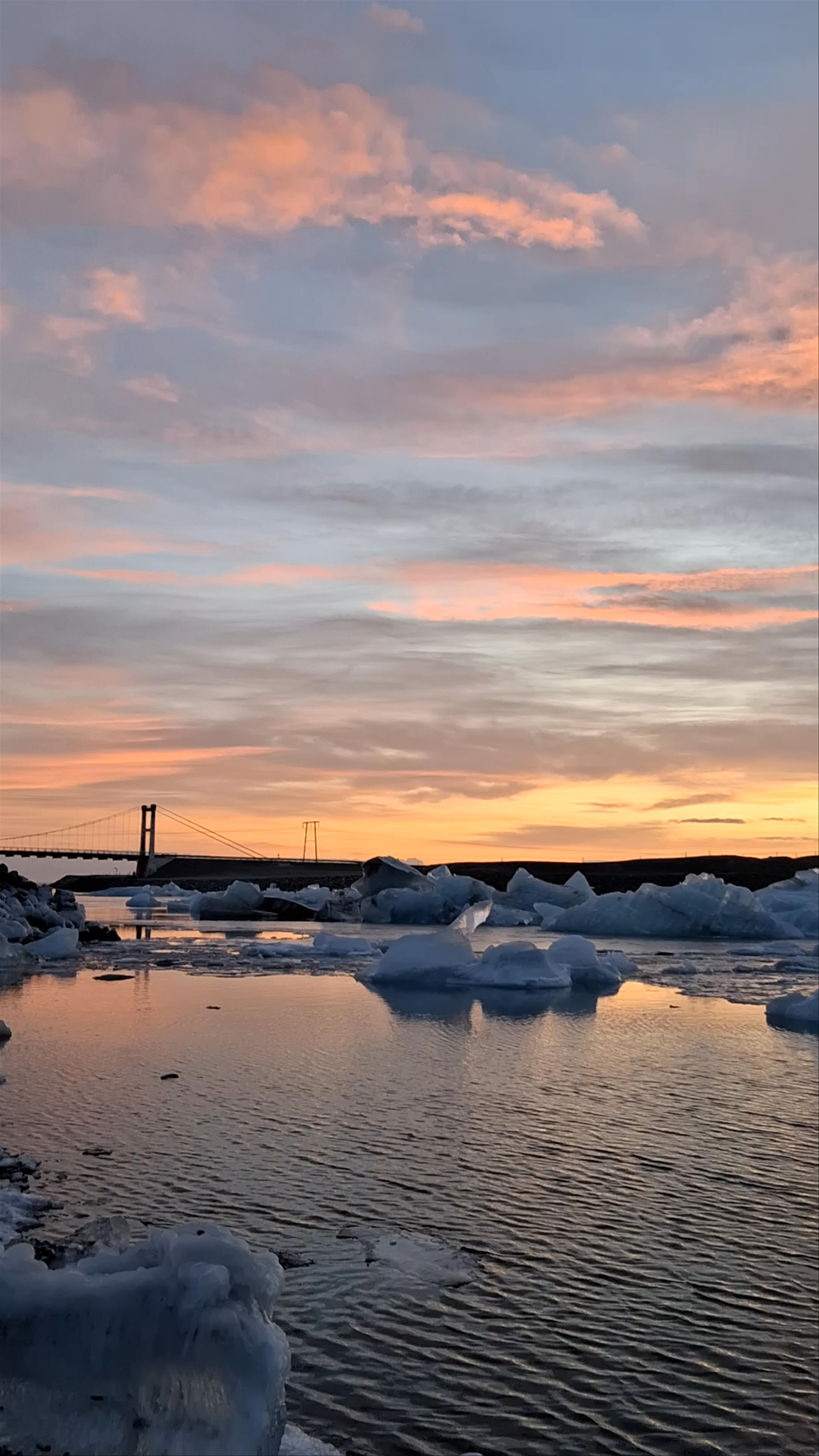 Magical Sunset Over Icebergs at Jökulsárlón, Iceland
