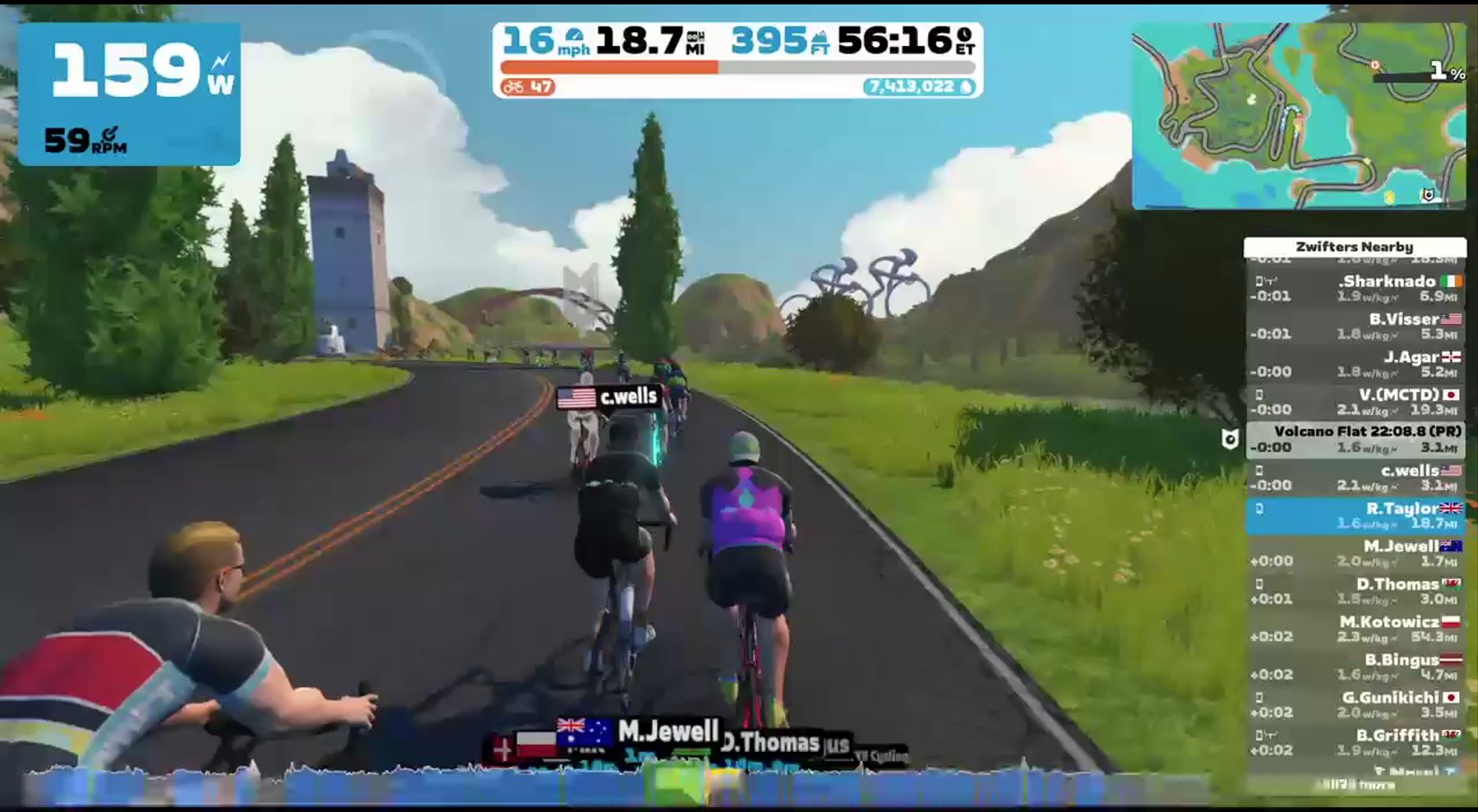 Zwift - Pacer Group Ride: Volcano Flat in Watopia with Miguel