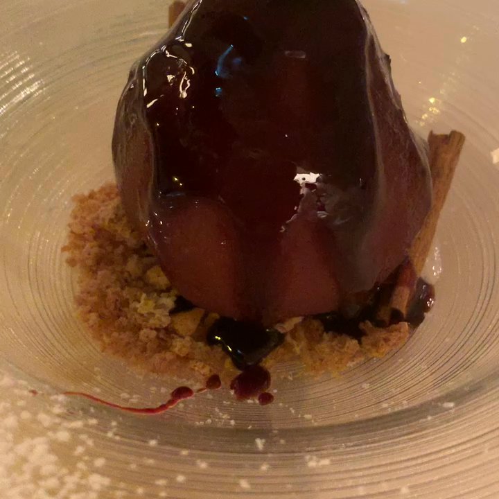 La Pecora Nera - Poached Pear with divine red wine sauce - Tuscan Near Me - Montecatini Terme, PT
