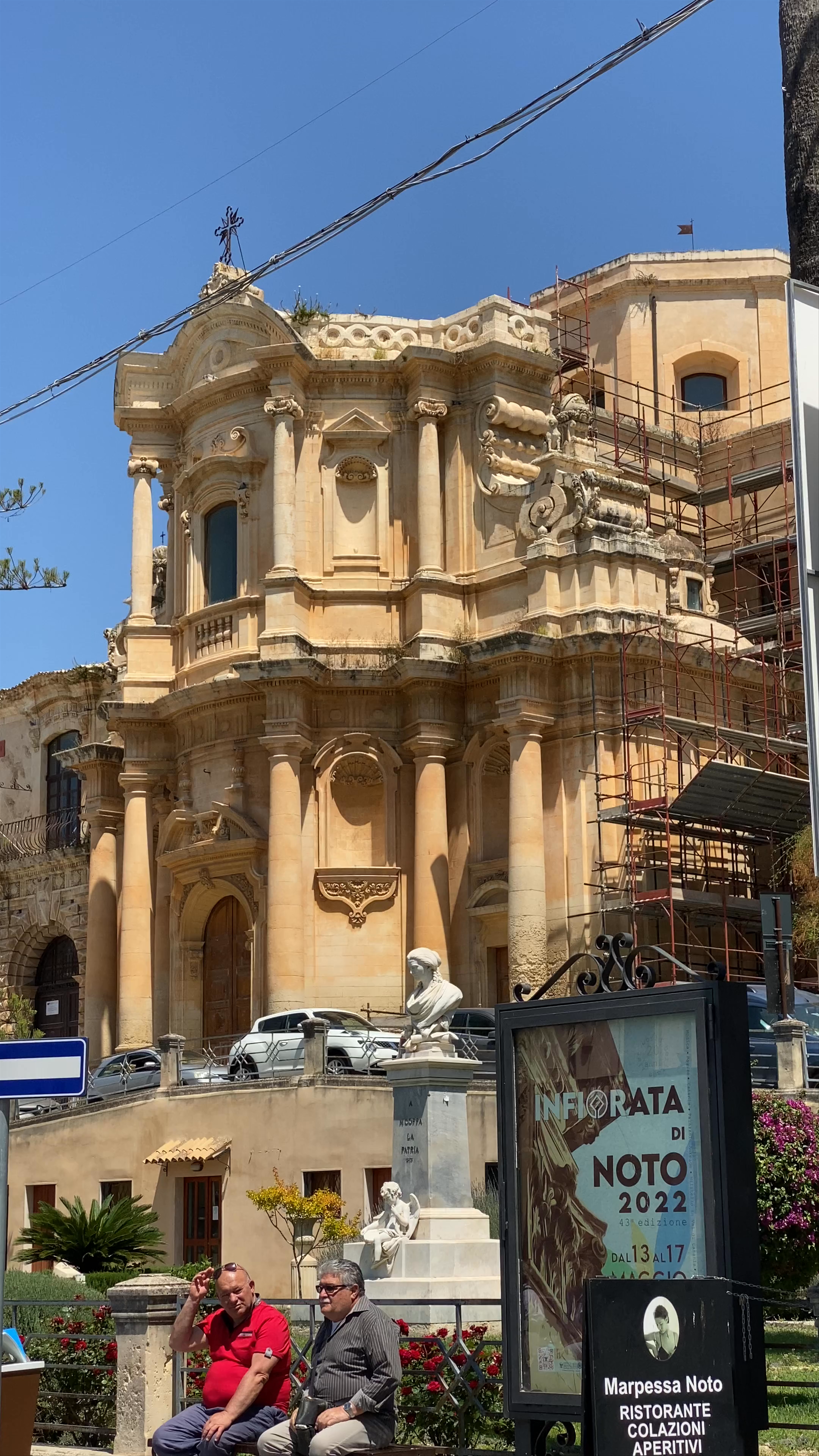 Vibrant Outdoor Café Scene in Historic Noto, Sicily