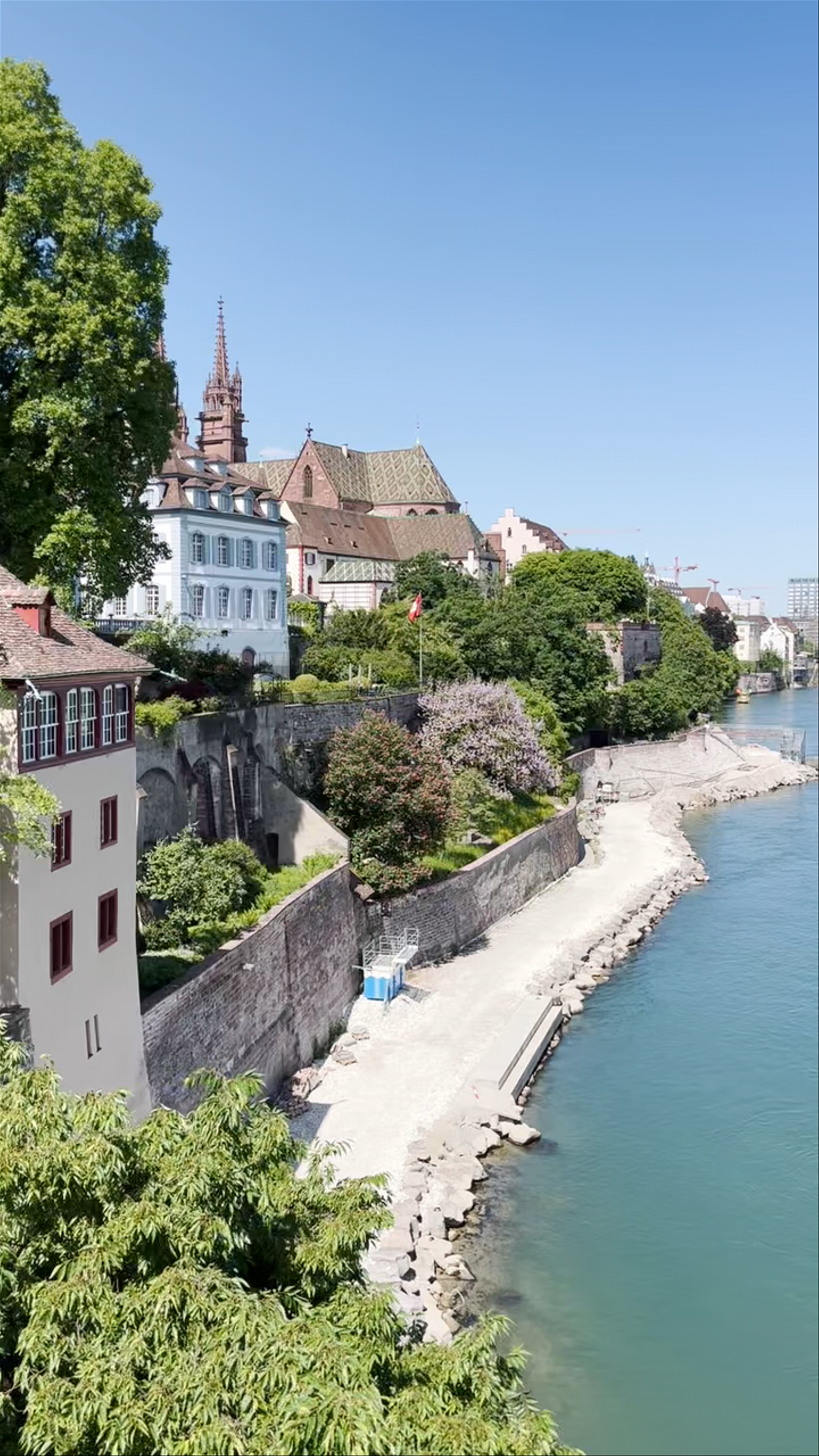 Scenic Walk Across Wettsteinbrücke with Basel Skyline Views