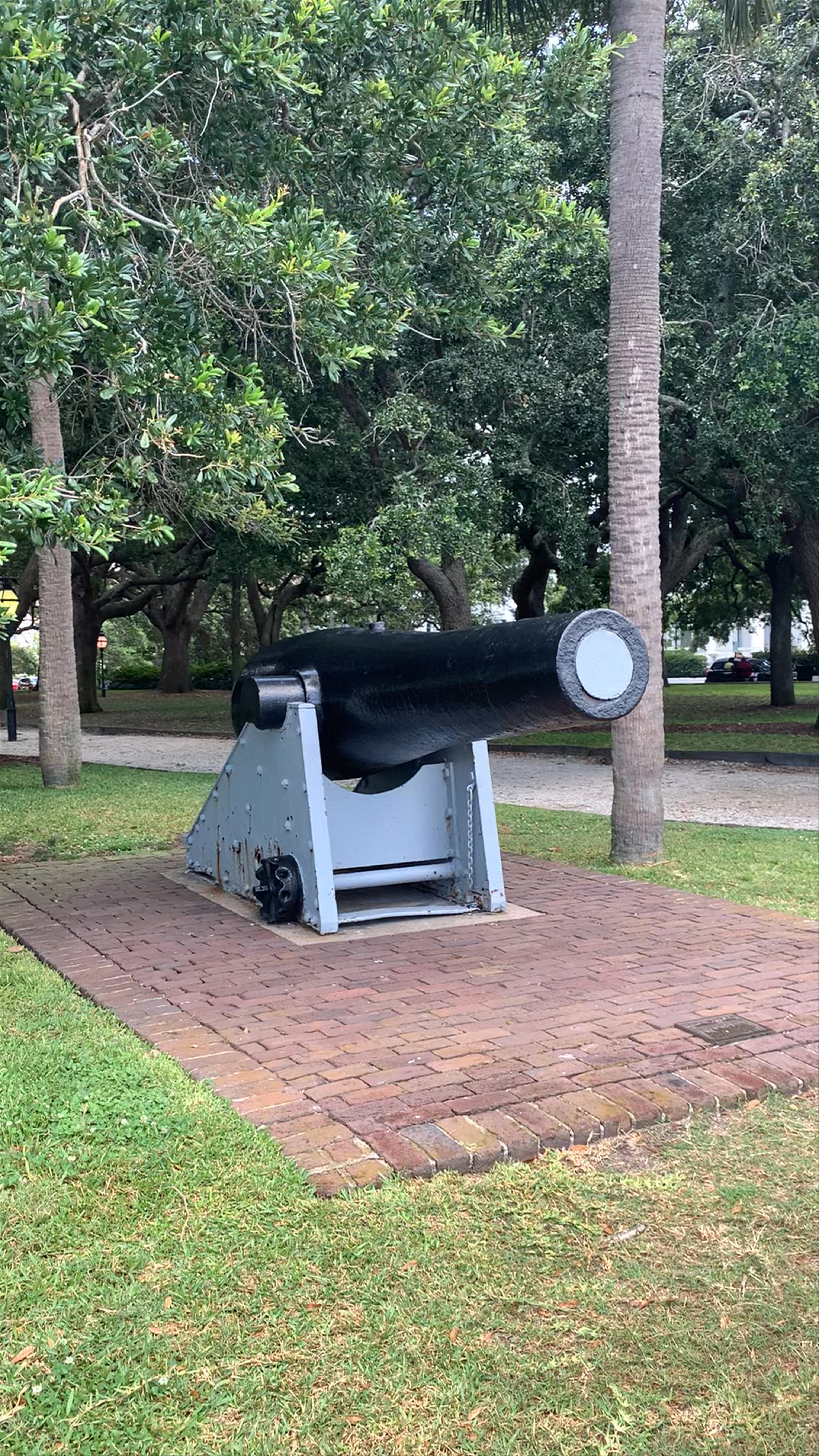 Historic Cannons and Statues at White Point Gardens, Charleston