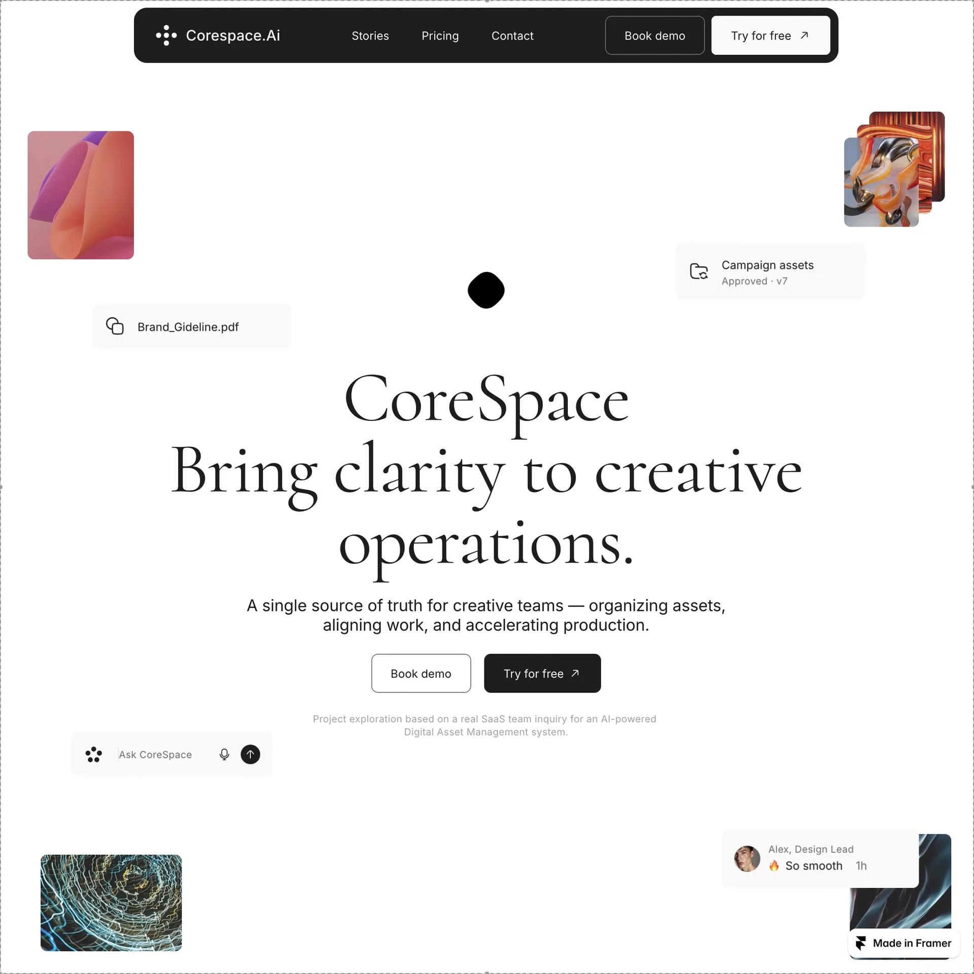 CORESPACE — LoaderA loader is usually treated as something users have to wait through.But those seconds are still part of the experience.Use them to introduce the visual language. Create anticipation. Then reveal the interface.Even waiting can feel intentional.