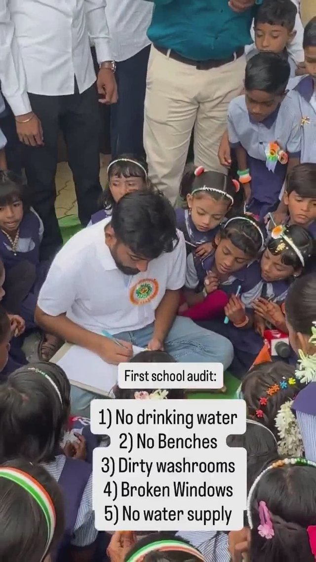 Kids complaining about lack kg basic facilities in their school