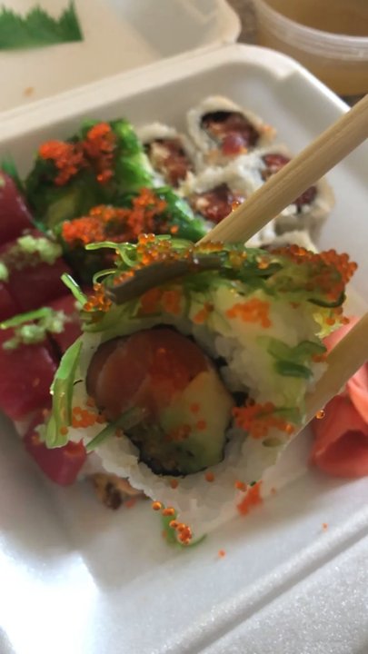 Saigon & Tokyo Restaurant  - Red Six Roll: salmon, avocado, seaweed salad on top - Chinese Near Me - Dover, New Hampshire