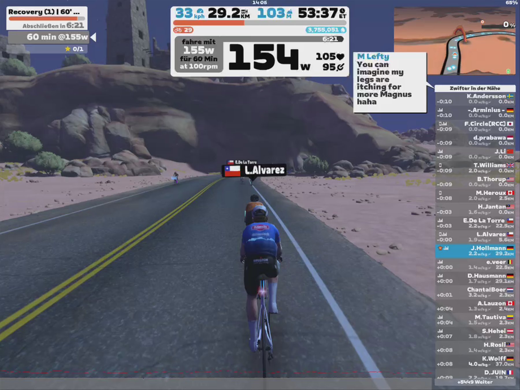 Zwift - Recovery (1) | 60' -> continuous/flat in Watopia