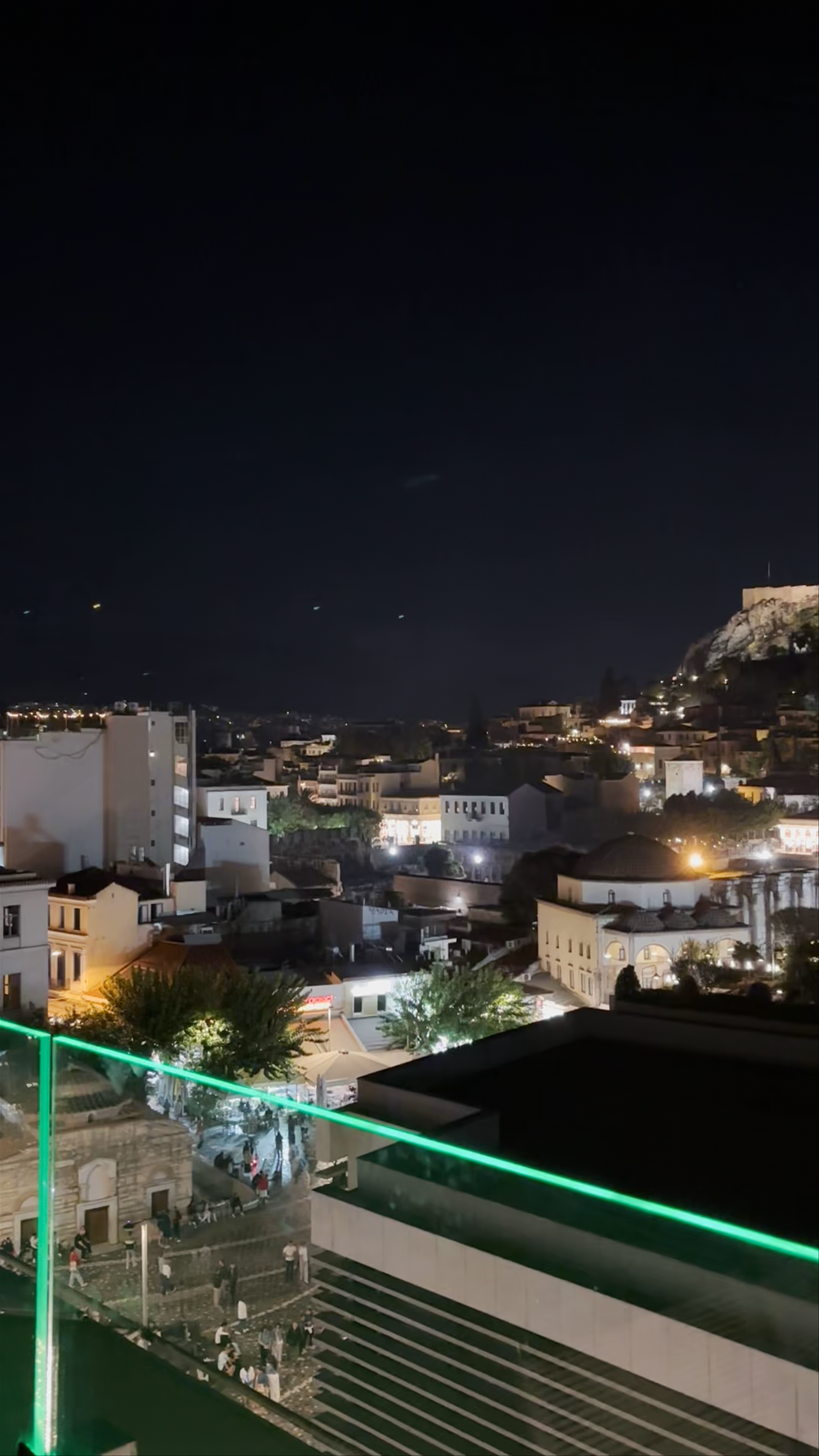 Athens Nightscape from Attic Urban Rooftop