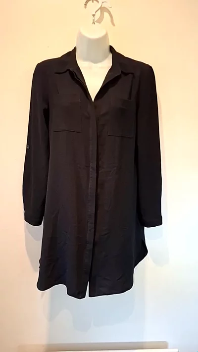 F&F Black Sheer Shirt Dress Size 12