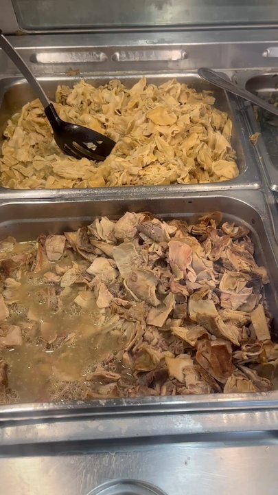 Angi's Soul Food - Chitterlings (top) Hog maws (bottom) - Soul Food Near Me - Baltimore, Maryland