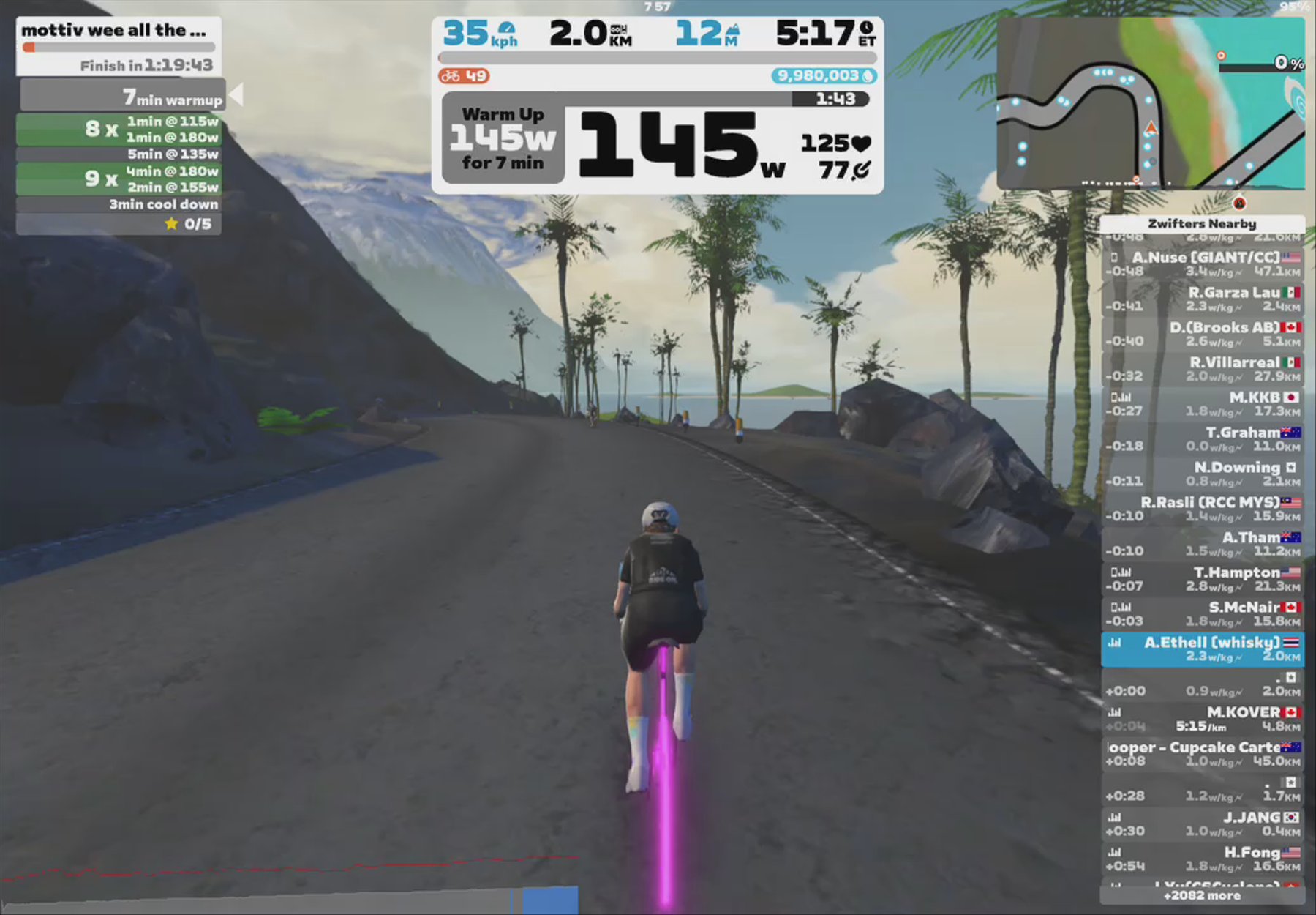 Zwift - mottiv wee all the way home 85m in Watopia