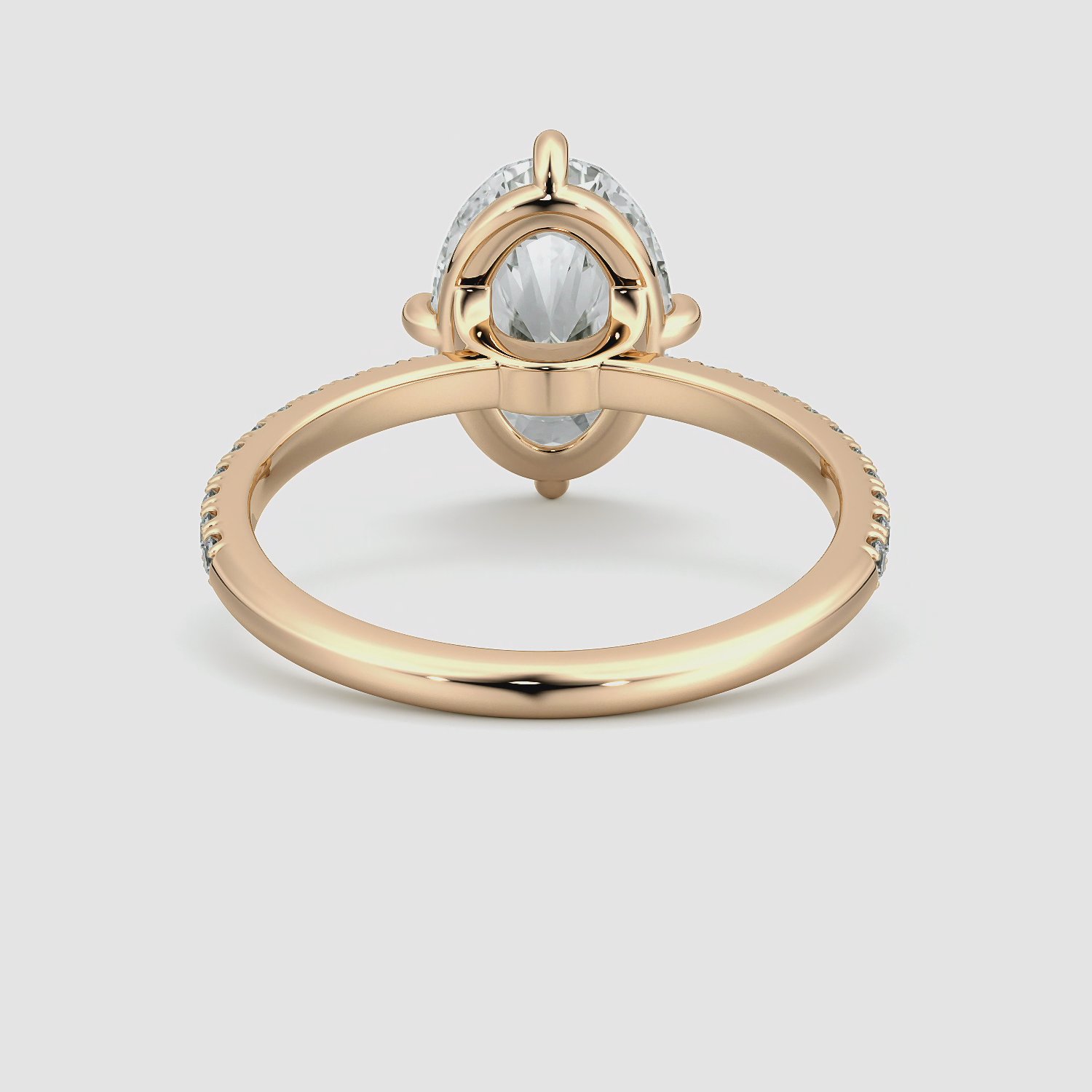 The Compass Solitaire | Oval | 14k | Rose Gold | bandAccent: Pavé | diamondOrientation: vertical | caratWeight: other