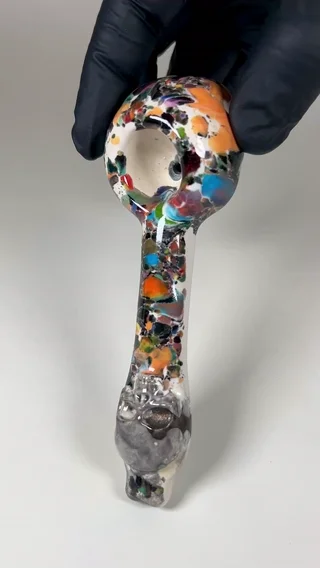 Preview pic of Skull Pipe - 5.5 inch - Ceramic - Multicolored - FREE SHIPPING!