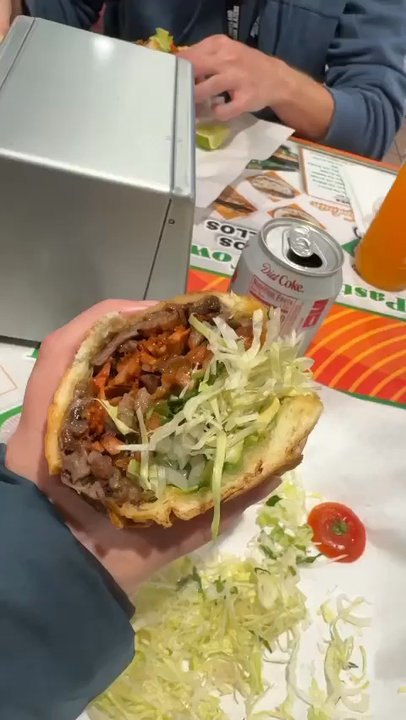 Tacos Los Palomos - Torta with both asada and pastor - Tacos Near Me - El Monte, California