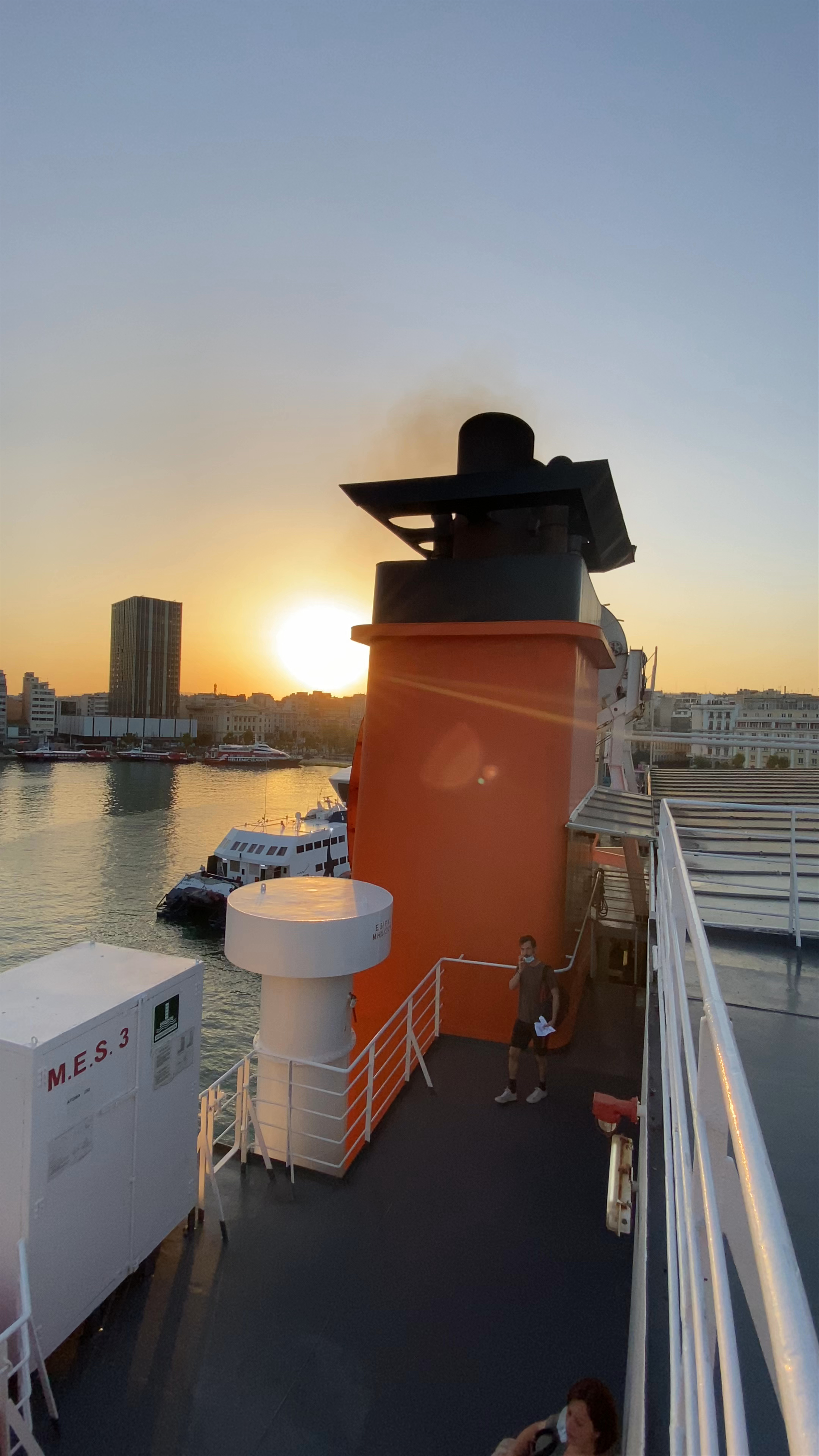 Golden Hour on Deck at Piraeus Port, Greece