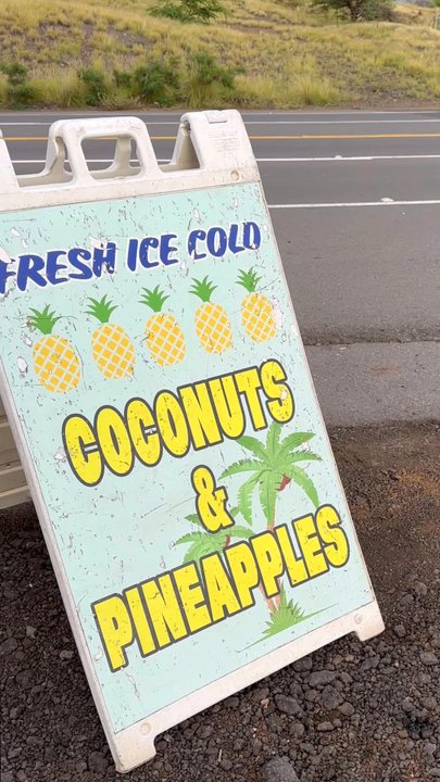 Bobby’s Fruit Stand - Handpicked by Moon  then cut open upon order ! Here's a snippet of him cutting the coconut upon order in fast motion - Fruits & Veggies Near Me - Waimea, Hawaii