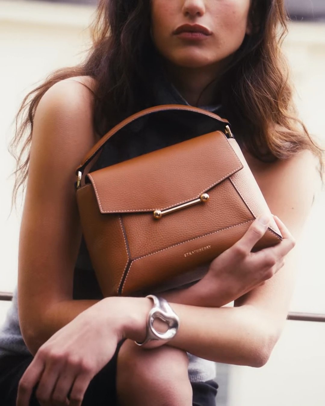 Mosaic Bag - Tan with Vanilla Stitch | Strathberry