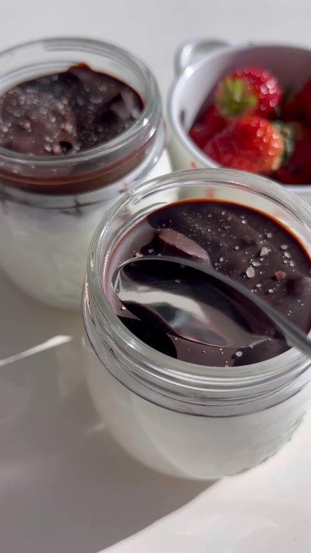 Chocolate and Strawberry Shell Yoghurt Pot