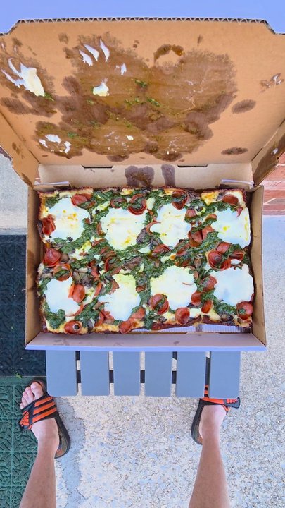 Crust Pizzeria - Large Detroit Burrata plus mushrooms and pepperoni. - Pizza Near Me - Havertown, Pennsylvania