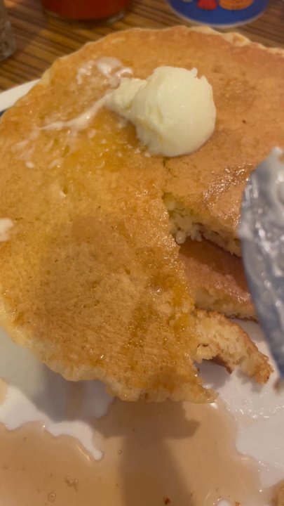 IHOP - SOUND ON! You can hear the hard tap of being dry and stale. The kids meal pancakes are soft and fluffy with no sound. - Breakfast & Brunch Near Me - Anaheim, California