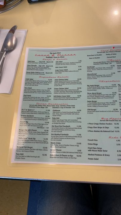 Big Apple Diner - The dinner menu - Diners Near Me - Bremerton, Washington