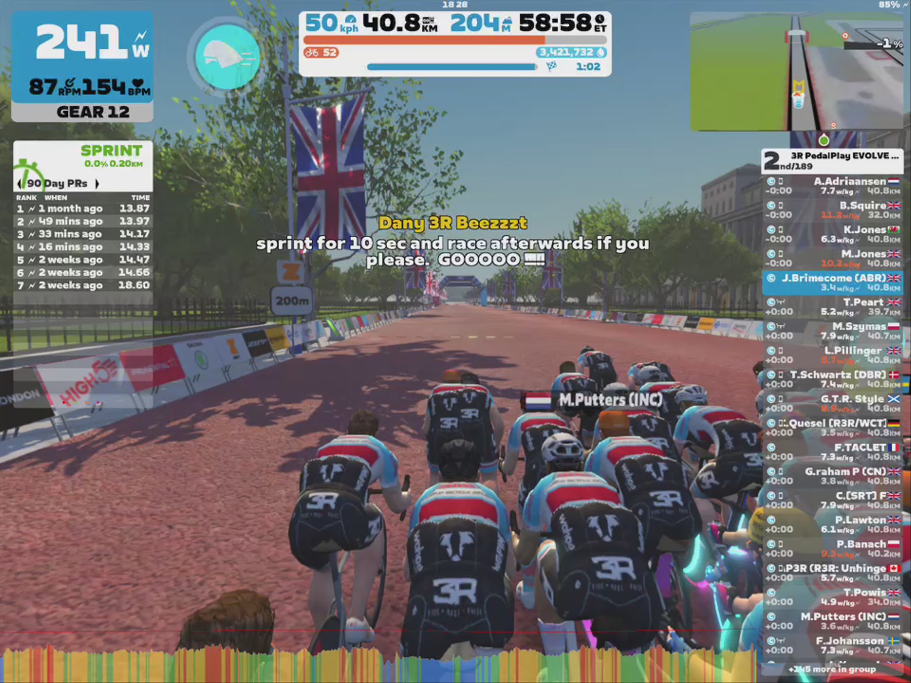 Zwift - Group Ride: 3R PedalPlay EVOLVE Interval Ride [~2.9-3.2 w/kg avg] (C) on Greater London Flat in London