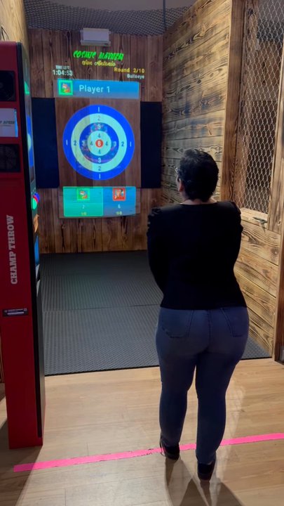 Class Axe Throwing - Axe throwing in action. - Axe Throwing Near Me - San Antonio, Texas