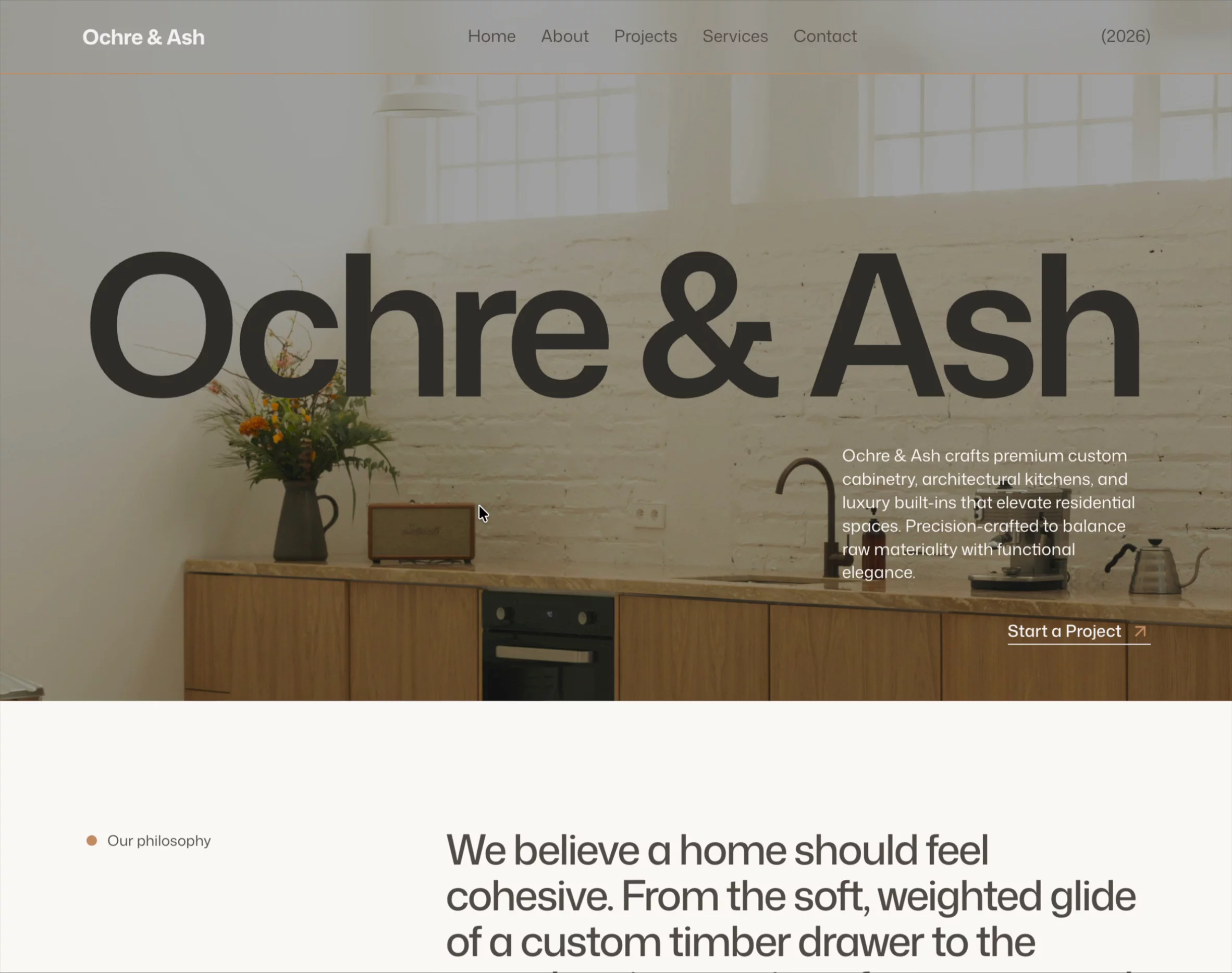 Sharing some more recent work - Ochre &amp; Ash - Kitchen and cabinets. 🙂 Kept this one attention-grabbing.