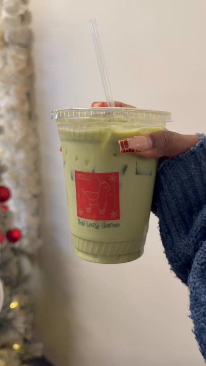 The Lazy Llama - Iced Raspberry Matcha latte - Cafes Near Me - McDonough, Georgia