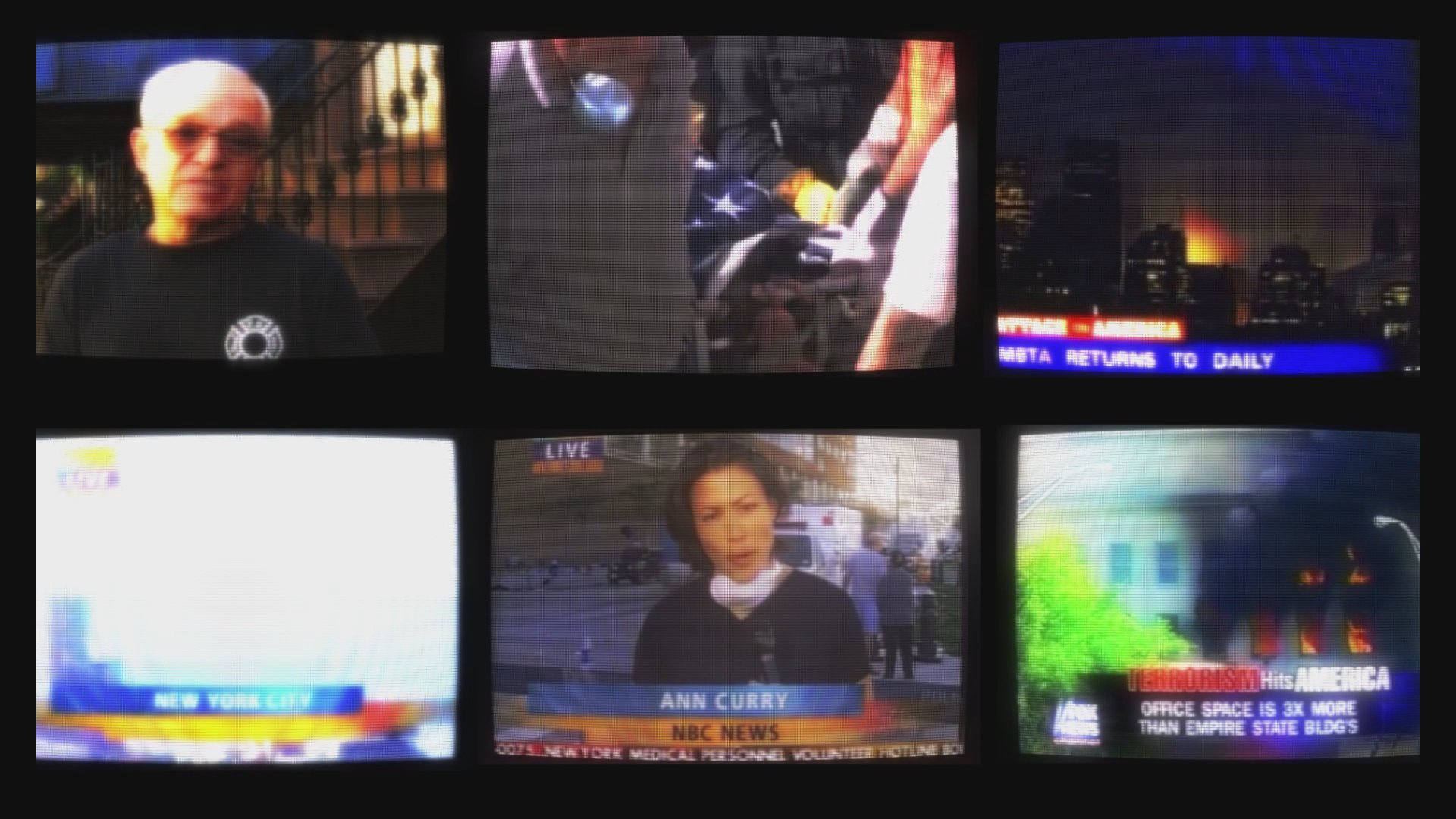 Journalists report live from New York City on the unfolding events and aftermath of the September 11 attacks, documenting the emergency response and scenes from Ground Zero.
