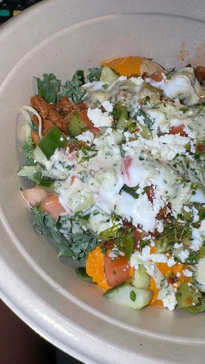CAVA - Salad bowl with Honey Chicken - Mediterranean Near Me - Wayne, New Jersey