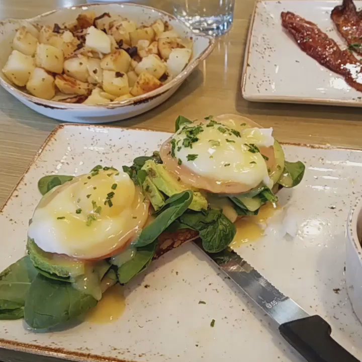 First Watch - Florentine Benedict, Millionaire Bacon (special), Chickichanga, and a kids waffle. - Breakfast & Brunch Near Me - Carmel, Indiana