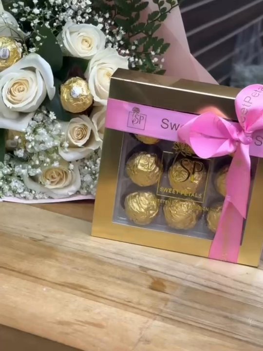Sweet Petals - A delightful bouquet paired with a SweetPetals chocolates box -- the perfect blend of fresh floral beauty and delicious sweetness. - Floral Designers Near Me - Brooklyn, New York
