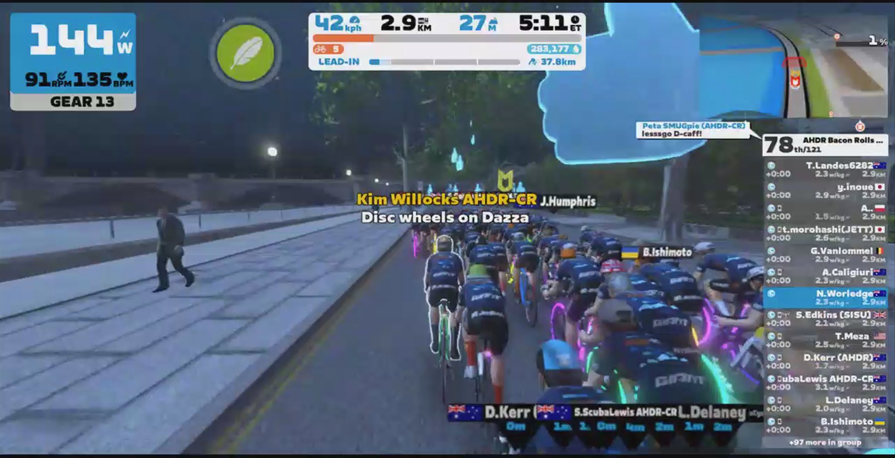 Zwift - Group Ride: AHDR Bacon Rolls with Caffeine (C) on Greater London Flat in London