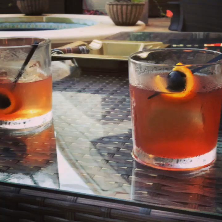 Blend - 2 Old Fashions on the patio. - Cigar Bars Near Me - The Woodlands, Texas