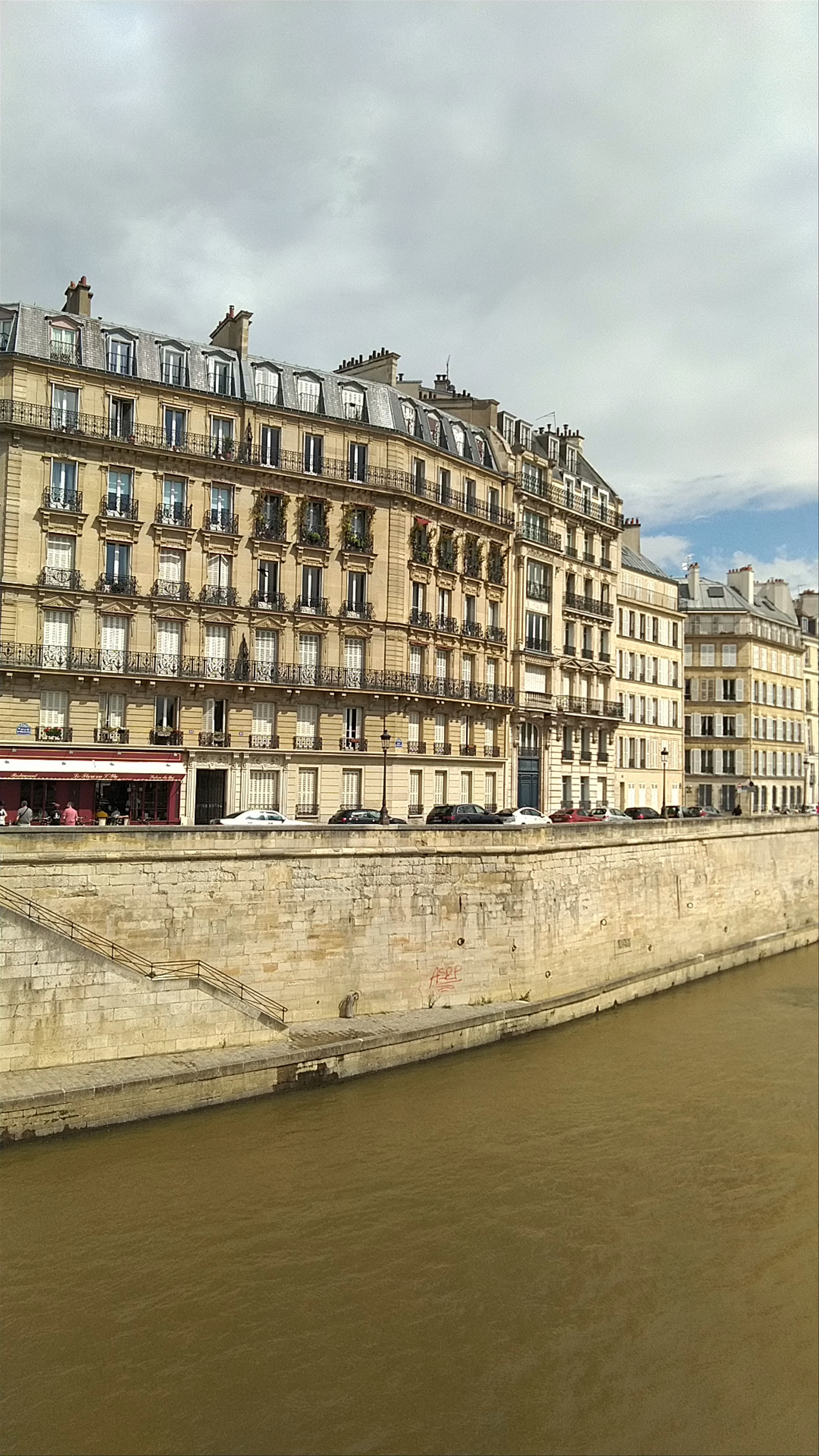 Scenic Riverbank Stroll at Pont Saint-Louis, Paris