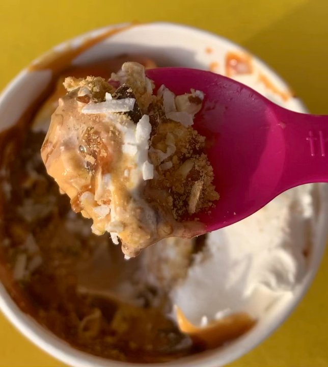 Menchie's - *New* Double Chocolate, Dreamy Dulce De Leche Froyo, Dark Chocolate Chips, Coconut, Graham Cracker, Almond, Chocolate, Caramel, Cool Whip! - Ice Cream & Frozen Yogurt Near Me - Folsom, California