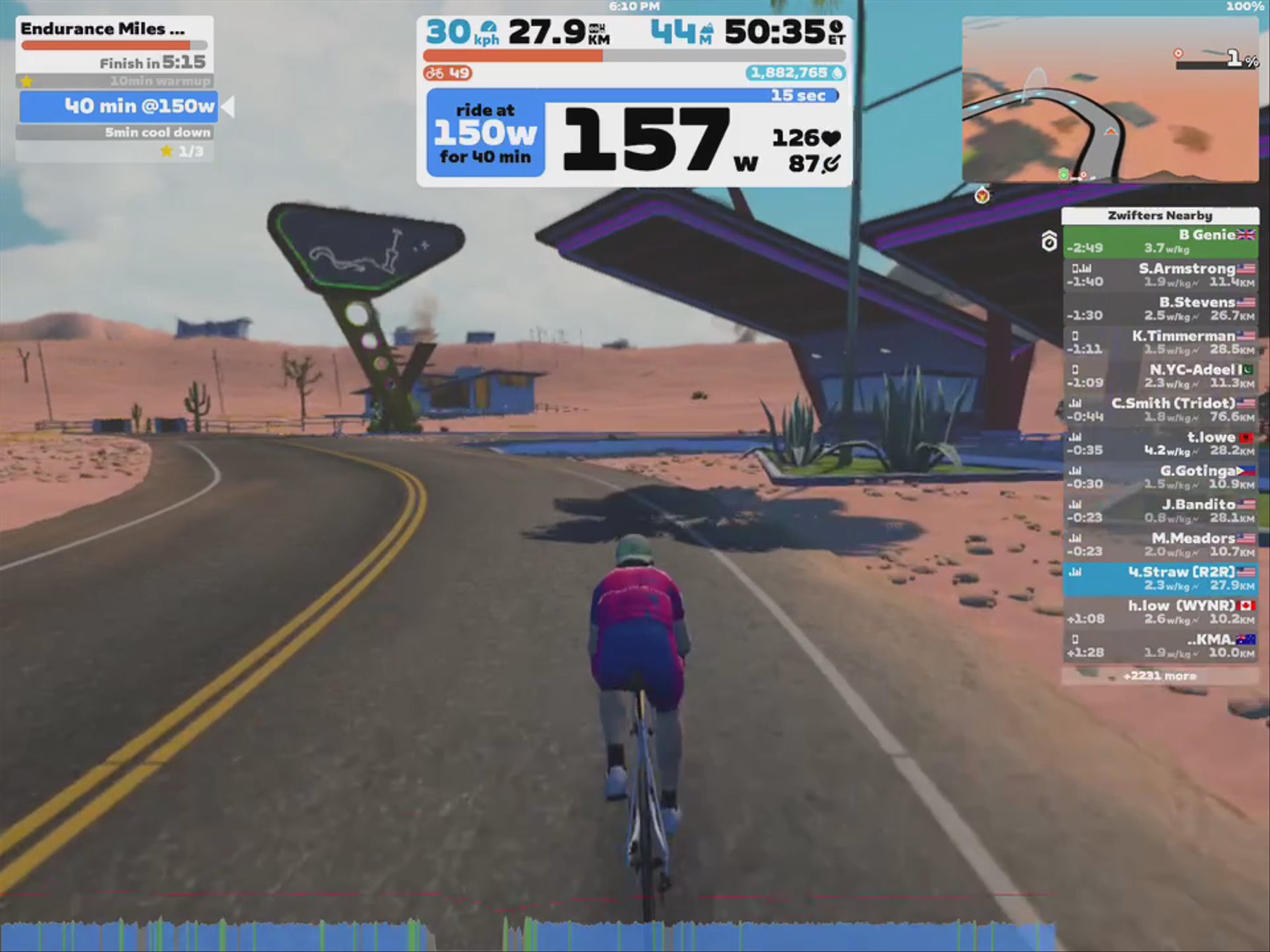 Zwift - Endurance Miles 1.00hrs in Watopia