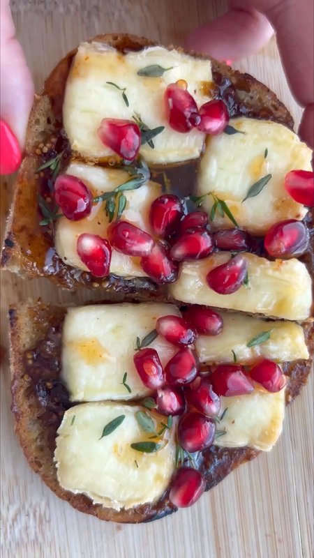 Brie, Chutney, Pomegranate and Hot Honey Toast