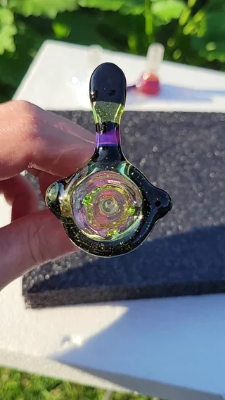 Preview pic of 3 hole Hash bowl slide #3 large fully worked star gazer and absinthe
