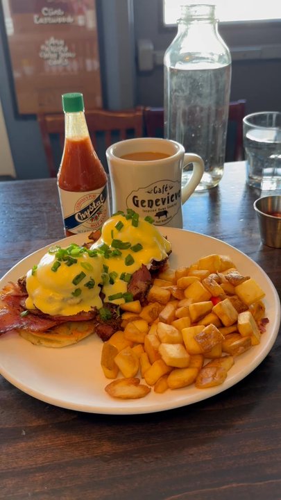 Cafe Genevieve - Fried Green Tomato and Tasso Benedict - Breakfast & Brunch Near Me - Jackson, Wyoming