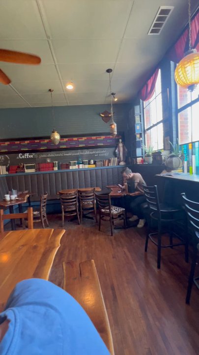 Maeva's - What it looks like from where I sat super cool old fashion 1920s school made into a café and it looks like a drama classroom - Coffee & Tea Near Me - Alton, Illinois