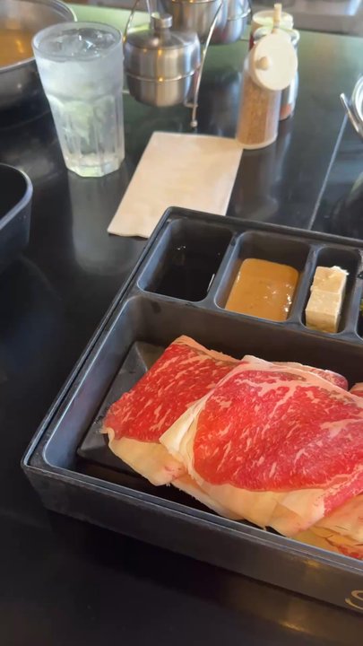 Slice Shabu - 1855 black angus prime ribeye (6oz) with miso broth - Japanese Near Me - Fullerton, California
