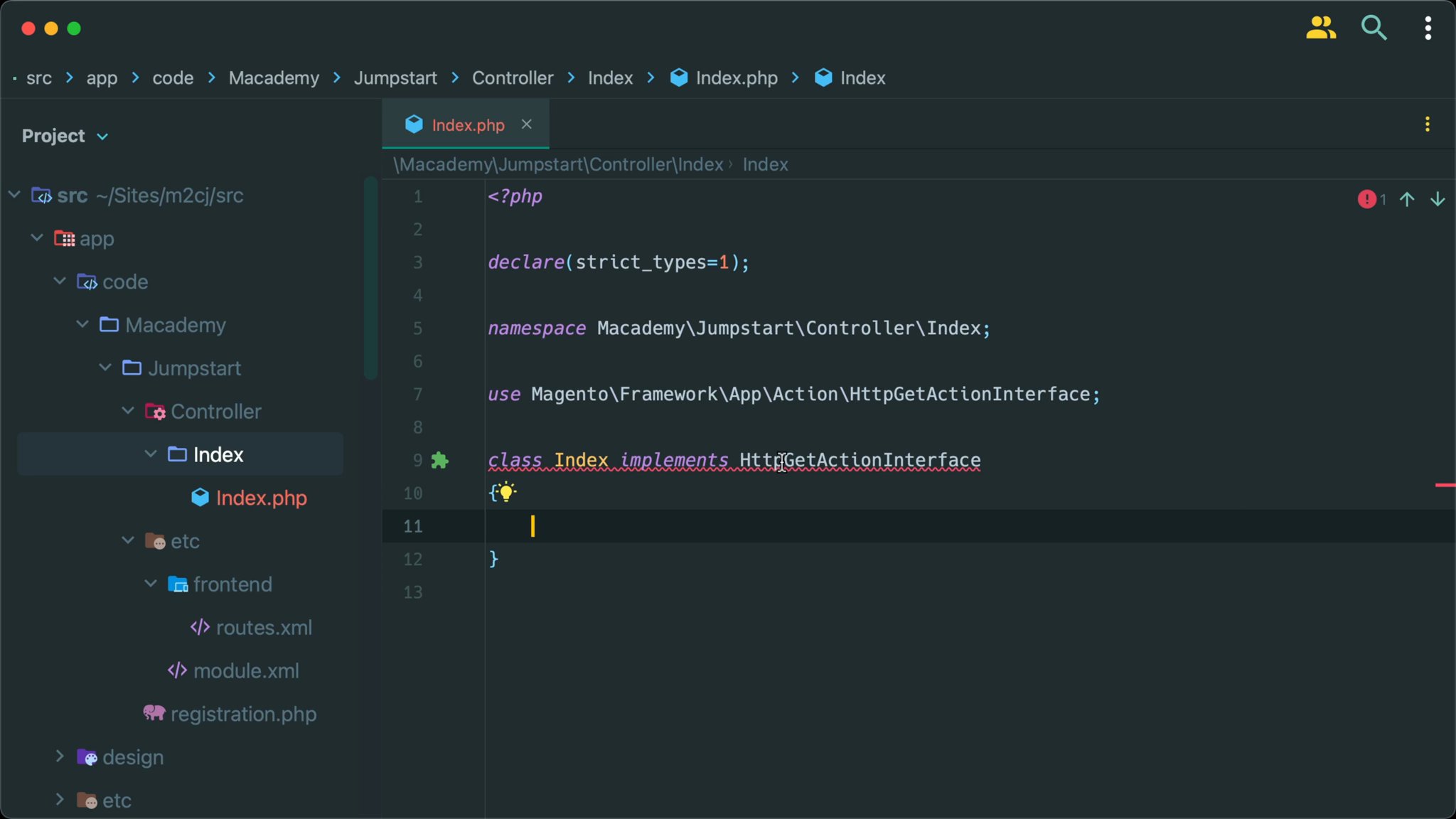 Create a controller in Magento