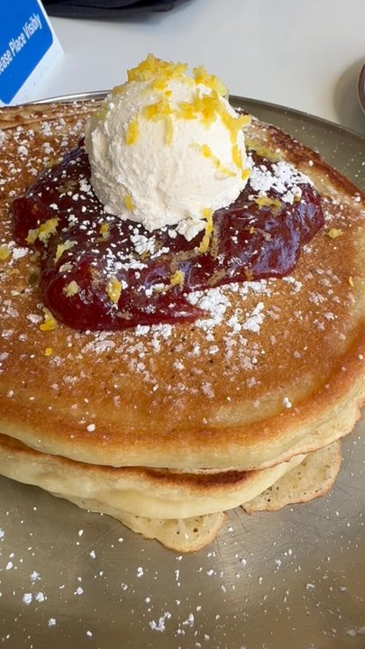 Project Coffee - Pancakes, top with Strawberry jam. - Coffee & Tea Near Me - Sarasota, Florida