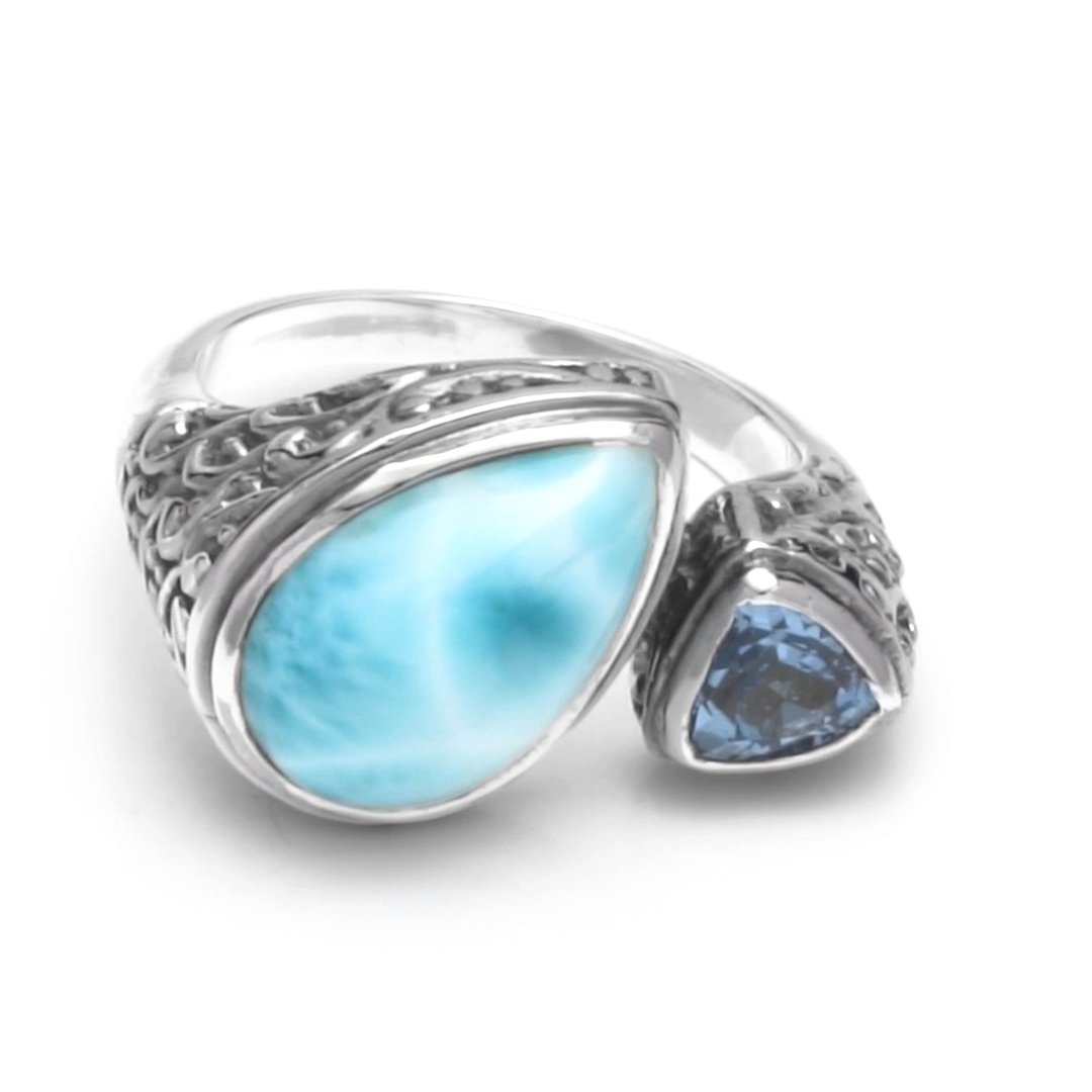 Vintage Ring in sterling silver and larimar by marahlago