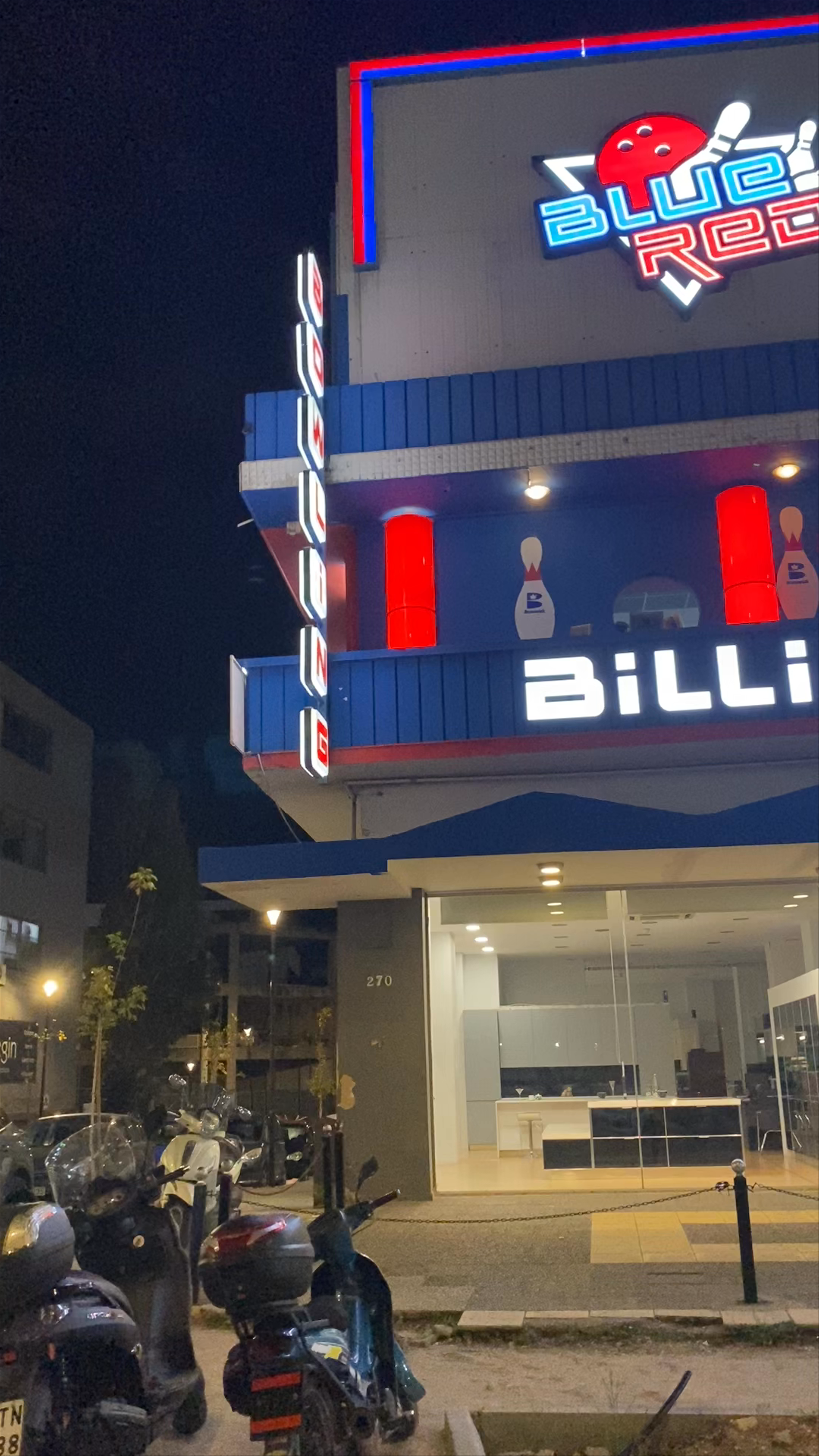 Nightlife Fun at Blue Red Bowling Club in Agios Dimitrios, Greece